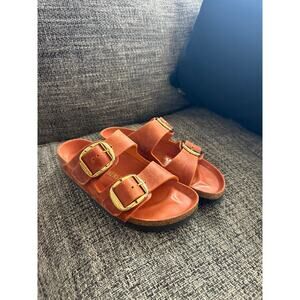 Birkenstock Burnt Orange Oiled Leather Sandals Size 39